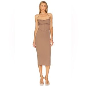 NEW- LPA Thalia Corset Midi Dress in Mushroom